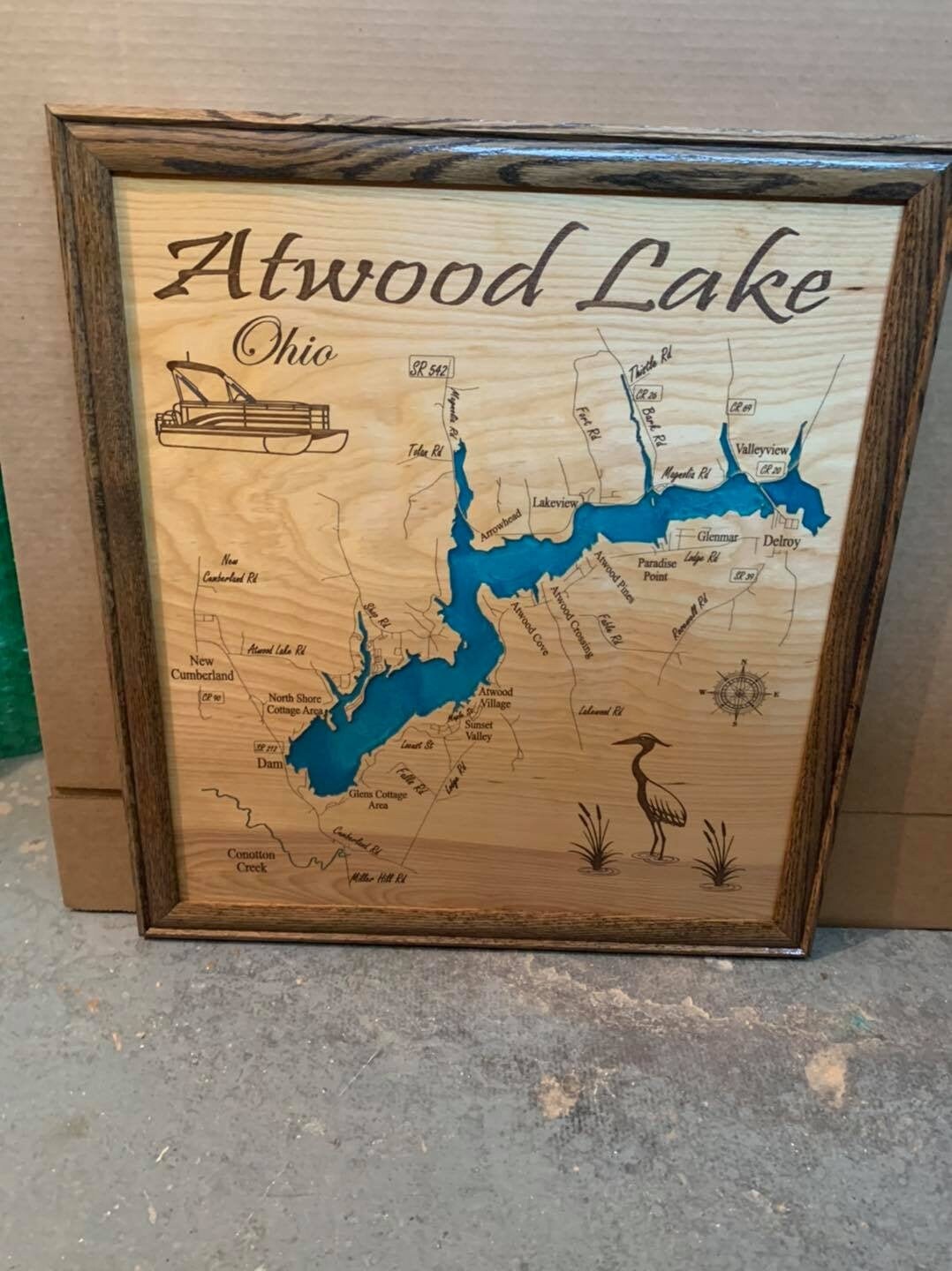 Atwood Lake Ohio Custom Laser Engraved Lake Map with Epoxy Etsy