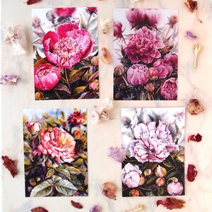 Jeu de cartes postales, impressions d'art originales aquarelles de fleurs, décoration, carte-cadeau, carte postale, oeuvre d'art d'artiste ukrainien
