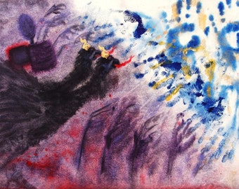 Bold Original Painting: Modern Ukrainian Large Abstract Artwork, Contamporary Art Watercolor Wall Decor, from Ukraine