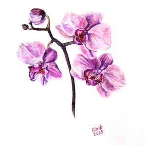 Aquarelle lilas d&#39;Ukraine - peinture florale unique en son genre pour la décoration intérieure, oeuvre d&#39;art unique botanique originale, artiste ukrainienne