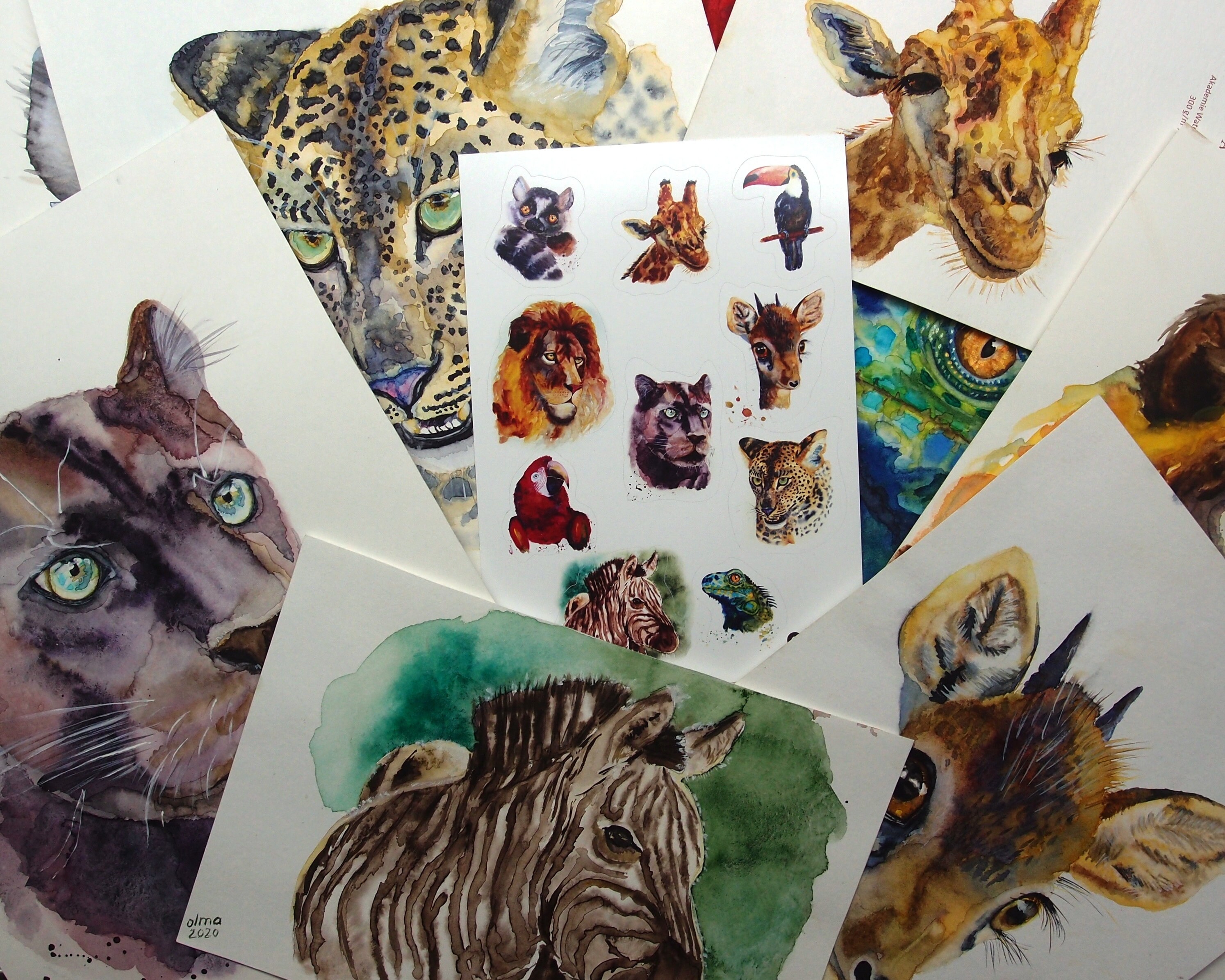 Sticker Set of Original Art Watercolor Painting Animals | Etsy