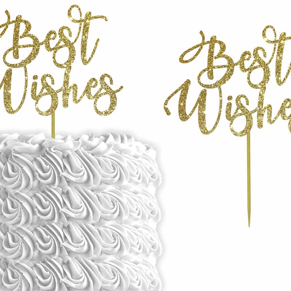 Glitter "Best Wishes" Cake Topper | Retirement Going Away Promotion Party Cake Topper | Glitter Cake Topper