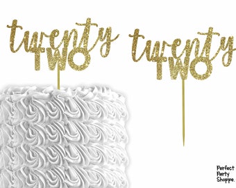 Glitter "Twenty Two" Twenty Second Birthday Cake Topper | 22nd B-Day Cake Topper | 22nd Bday Decorations