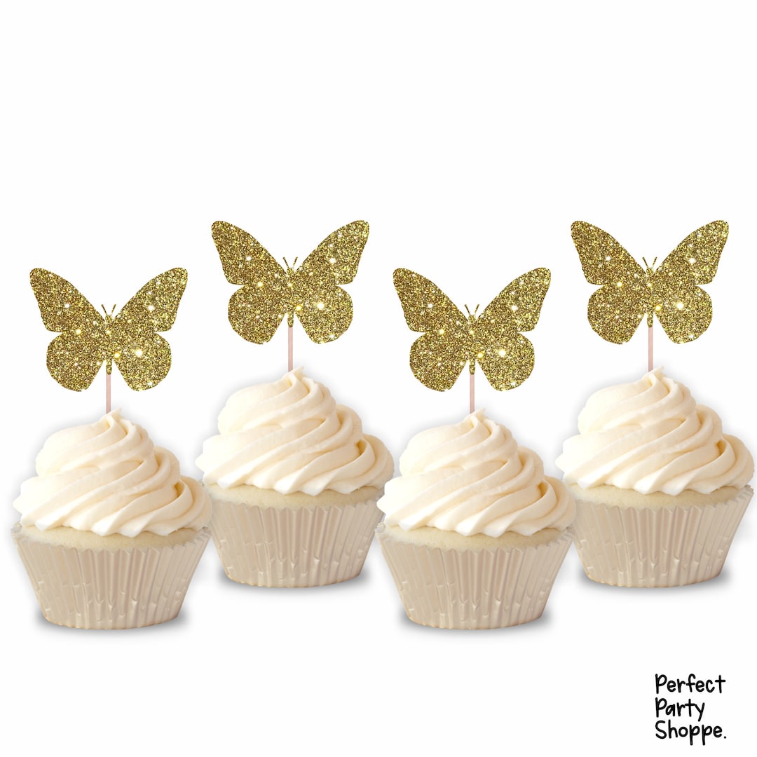 Glitter Butterfly Cupcake Toppers / Set de 12 Glitter Etsy España