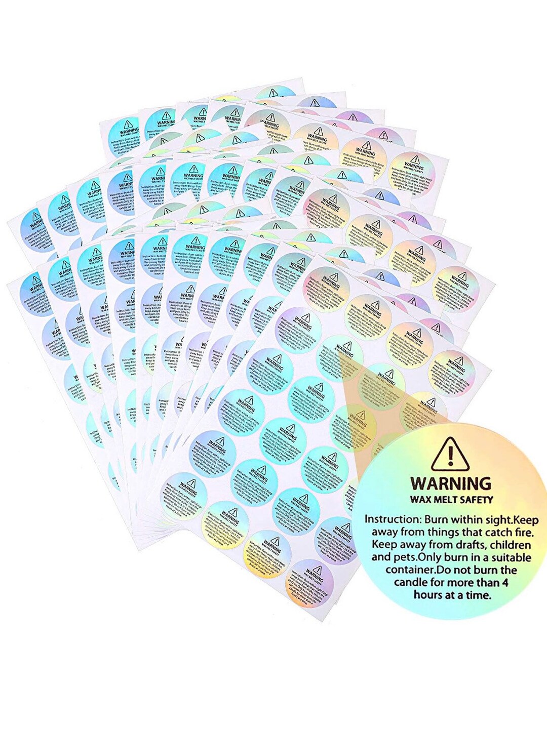 Holographic Wax-melt or Candles Warning Labels in 2 Different Variation ...