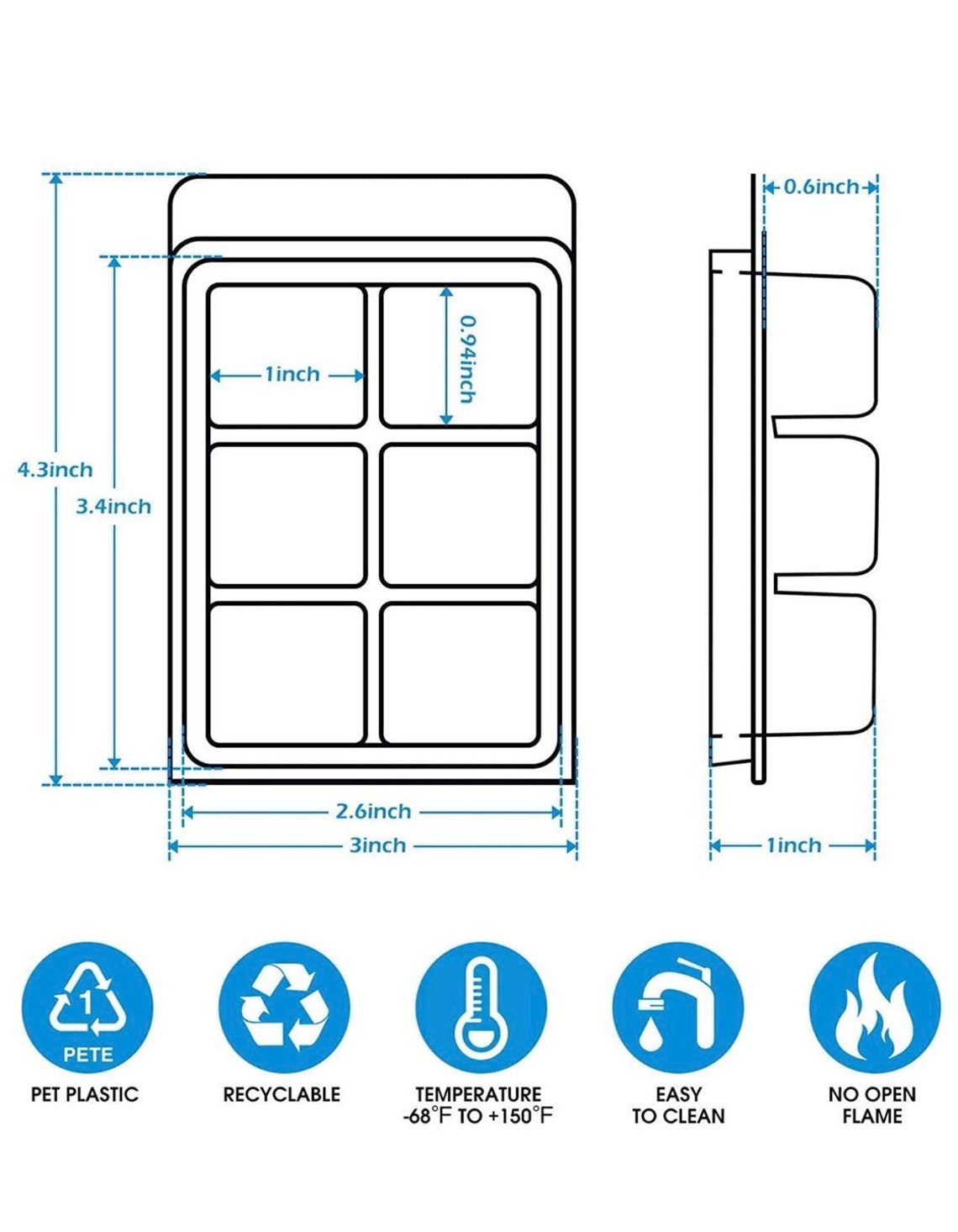 Wax Melt Molds 6 Cavity Clear Plastic Clamshell Mould Cube Etsy UK