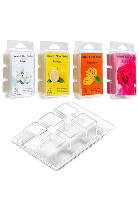 100 Pack Wax Melt Containers with 6 Cavity Clear Plastic Wax Melt Clam