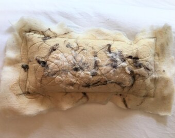Handmade Colors Of The Flock felted wool quilted, natural, sustainable, eco-friendly abstract art pillow