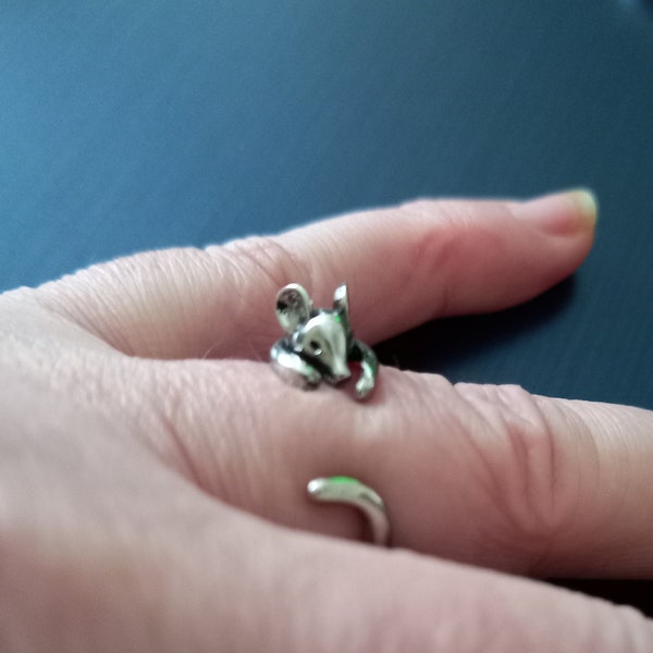 Rat/Mouse Adjustable Ring - Silver Colour