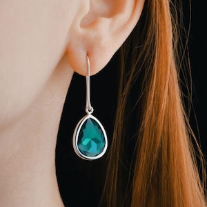 Big Gemstone, Silver Drop Earrings, Dangle Silver Earrings