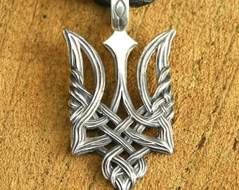 Tryzub Silver Pendant Ukrainian Trident Necklace Sterling silver