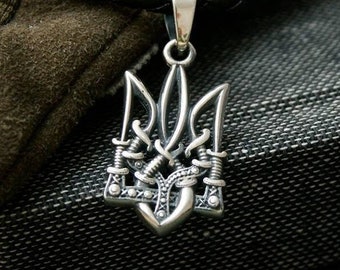 Tryzub Silver Pendant Ukrainian Trident Necklace Sterling silver