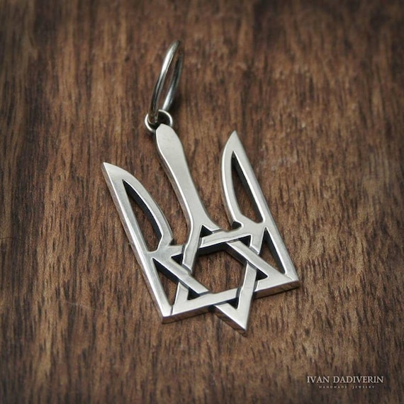 Tryzub With Star of David, Magen David Tryzub, Silver Pendant