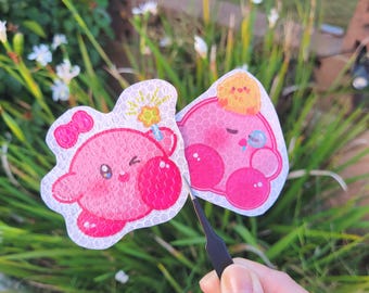 Kawaii Kirby Vinyl Sticker, Reflective Decal
