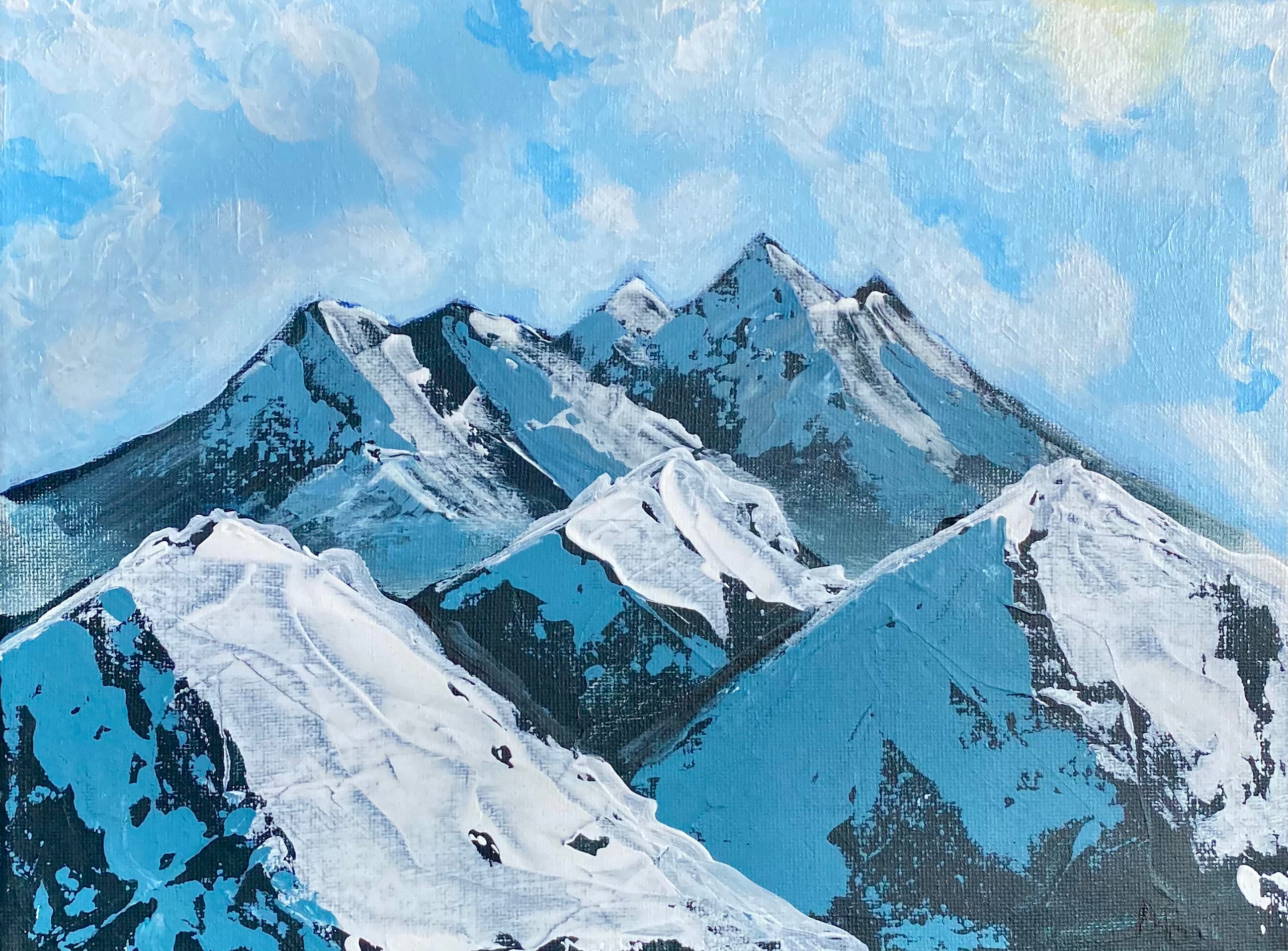 Acrylic Mountains Painting Print | Etsy