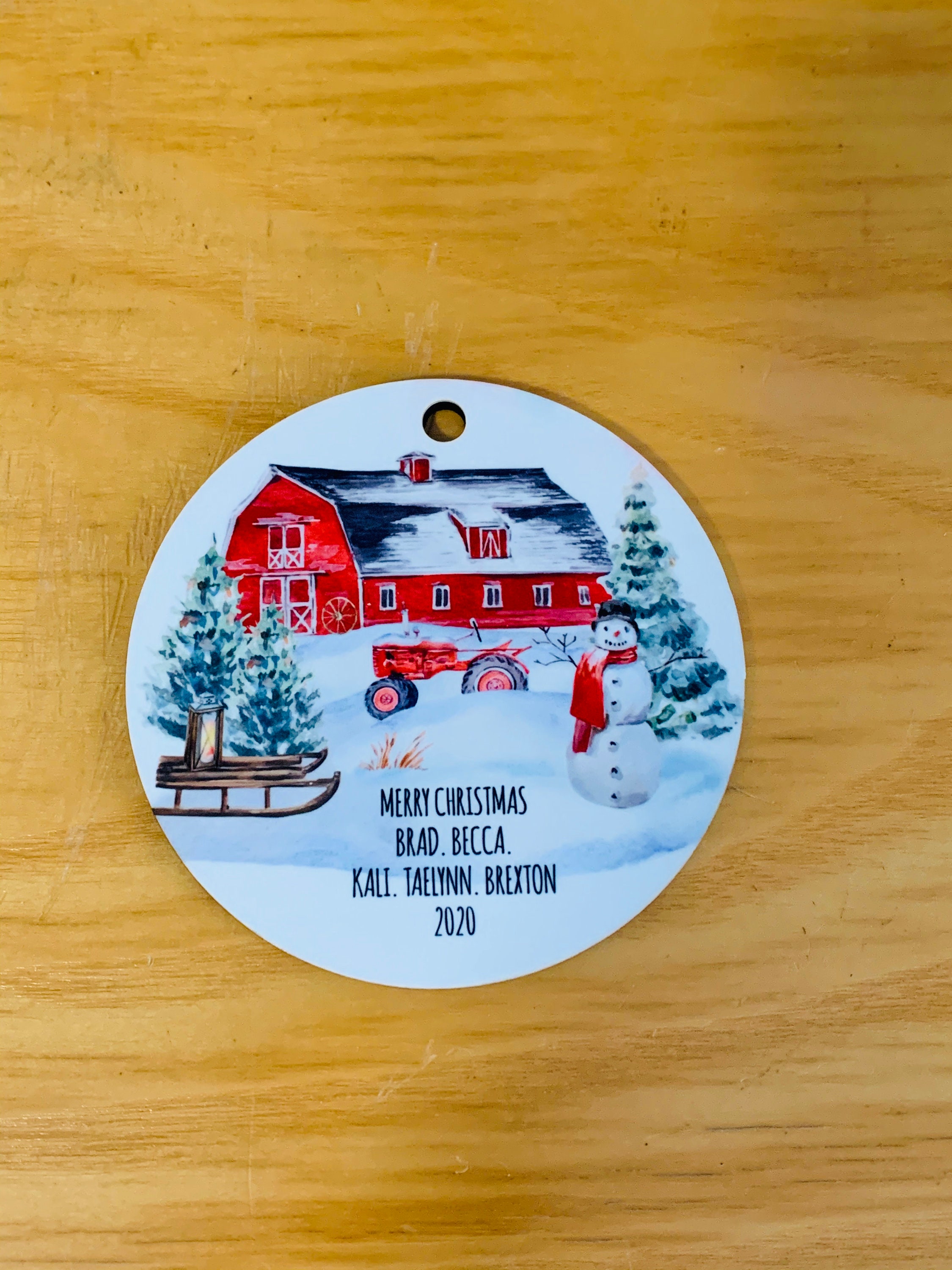 Red Barn Christmas Ornament Etsy