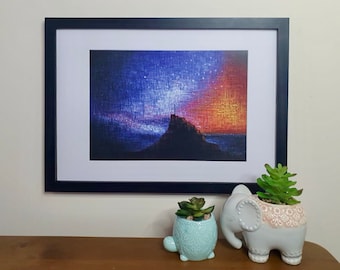 Stunning Mounted A4 Print of Holy Island
