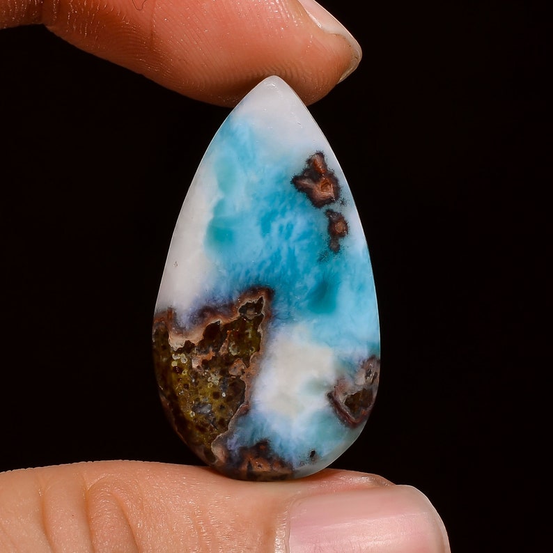 30X17X5 MM Dazzling Top Grade Quality 100/% Natural Larimar Pear Shape Cabochon Loose Gemstone For Making Jewelry 27 Ct