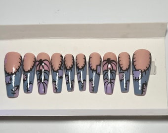 Pastel Pumpkin Stitchwork Press On Nail Set