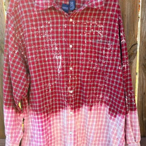 Bleached Flannel / Distressed Flannel Shirt / Grunge / Acid Washed