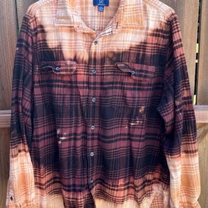 Bleached Flannel / Distressed Flannel Shirt / Grunge / Acid Washed