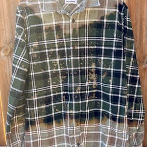 Bleached Flannel / Distressed Flannel Shirt / Grunge / Acid Washed