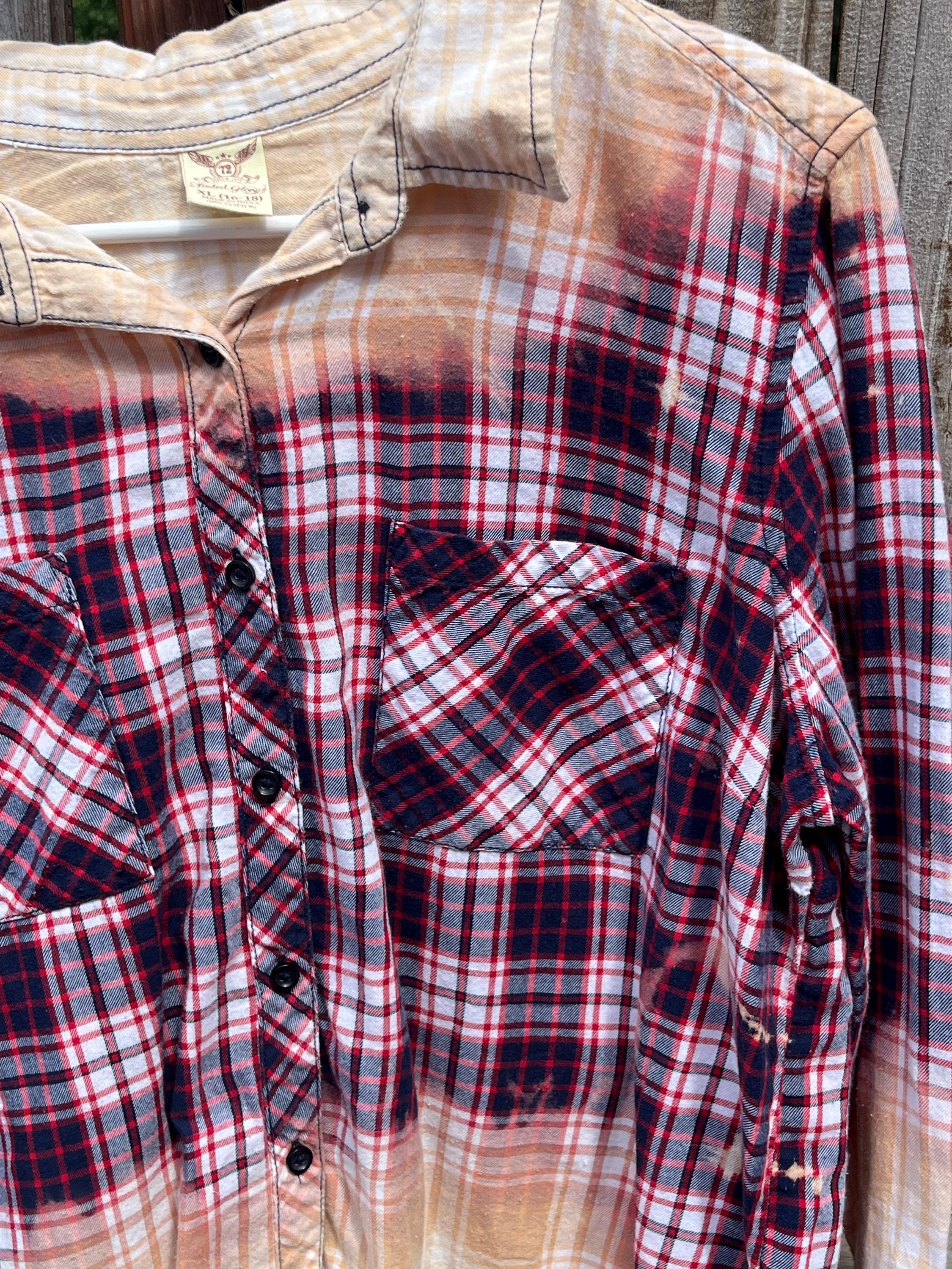Bleached Flannel / Distressed Flannel Shirt / Grunge / Acid