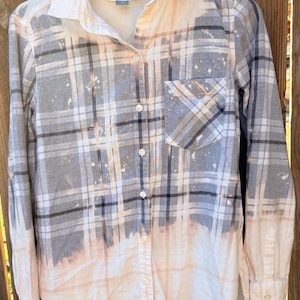 Bleached Flannel / Distressed Flannel Shirt / Grunge / Acid Washed