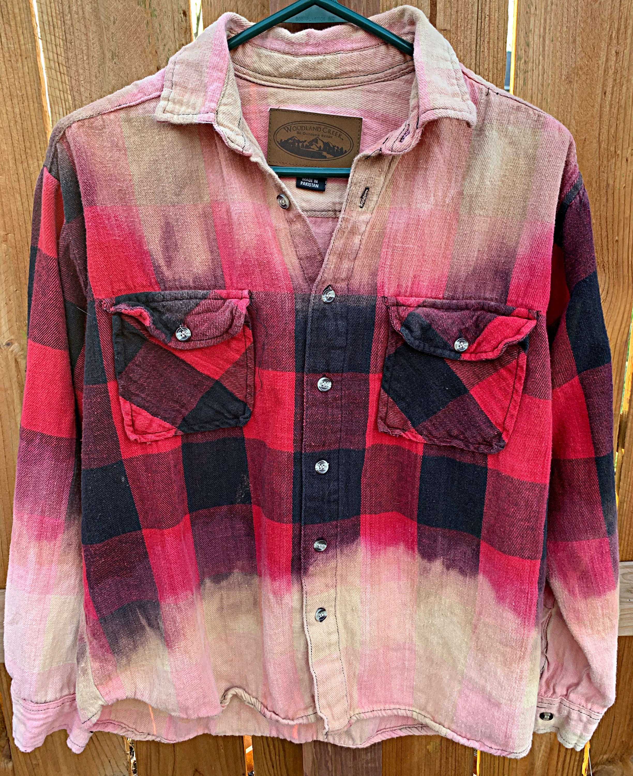 Bleached Flannel / Distressed Flannel Shirt / Grunge / Acid Etsy
