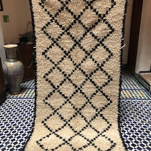 Beni ourain rug- Authentic Moroccan Rug- Custom Beni Ourain rug- Beni Rug- Large Moroccan Rug- White& Black Rug