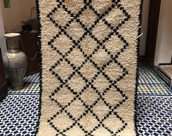 Beni ourain rug- Authentic Moroccan Rug- Custom Beni Ourain rug- Beni Rug- Large Moroccan Rug- White& Black Rug