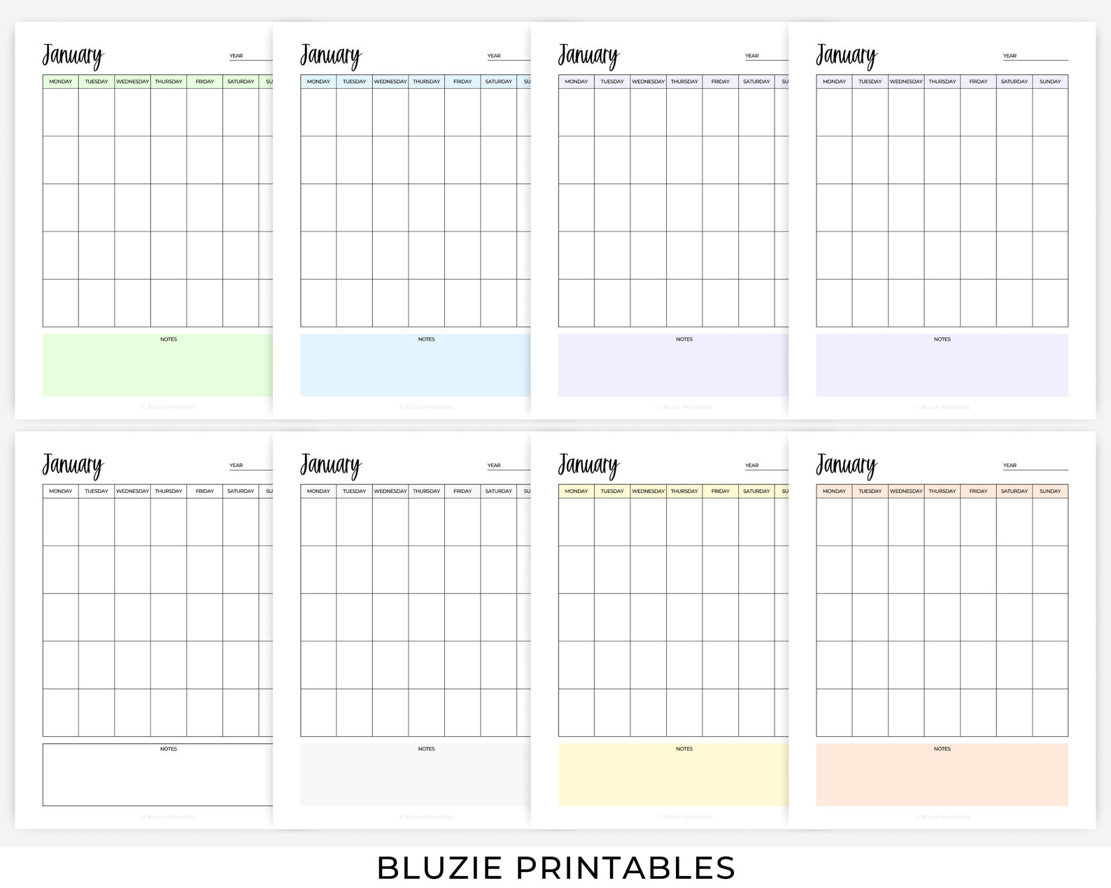 Printable Blank Calendar, Blank Monthly Calendar, Printable Monthly ...
