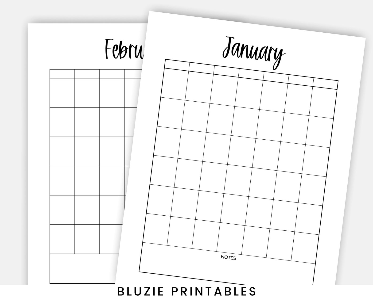 BLANK MONTHLY CALENDAR Blank Calendar Monthly Minimal | Etsy