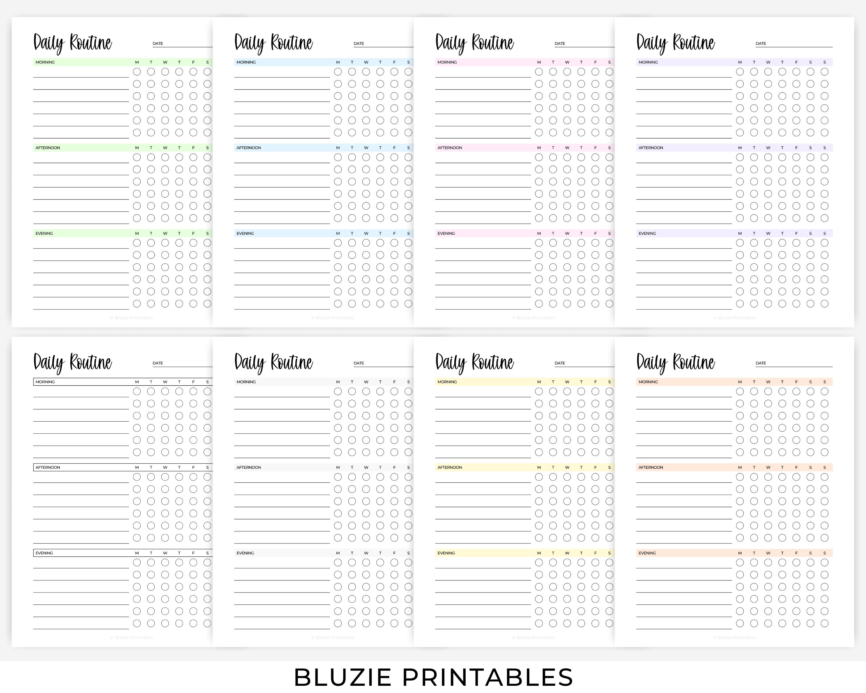 Printable Daily Routine Checklist Morning Habit Tracker | Etsy