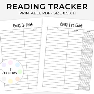 Printable Reading List, Reading Tracker, Organize Book List, Books To Read, Books I&#39;ve Read, Book Log Printable, Bookshelf Organizer