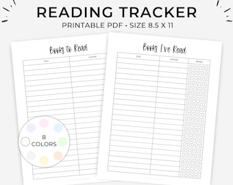Printable Reading List, Reading Tracker, Organize Book List, Books To Read, Books I&#39;ve Read, Book Log Printable, Bookshelf Organizer