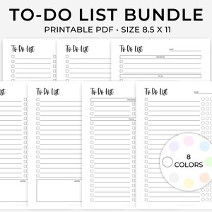 Printable To Do List Bundle, To Do Lists, Daily To Do List Pages, Task List Printable, Priority List Printable, Pomodoro Technique Printable