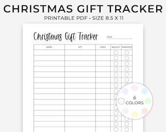 Christmas Gift List Printable, Christmas Gift Tracker, Christmas Gift Planner Printable, Christmas Gift Printable, Christmas Gift Planning