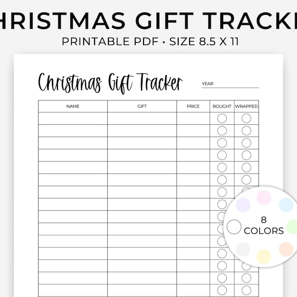 Christmas Gift List Printable, Christmas Gift Tracker, Christmas Gift Planner Printable, Christmas Gift Printable, Christmas Gift Planning
