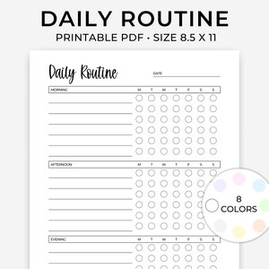 Afdrukbare dagelijkse routine checklist, ochtend gewoonte tracker, middag gewoonte tracker, avond gewoonte tracker, dagelijkse gewoonte tracker, dagelijkse gewoonten