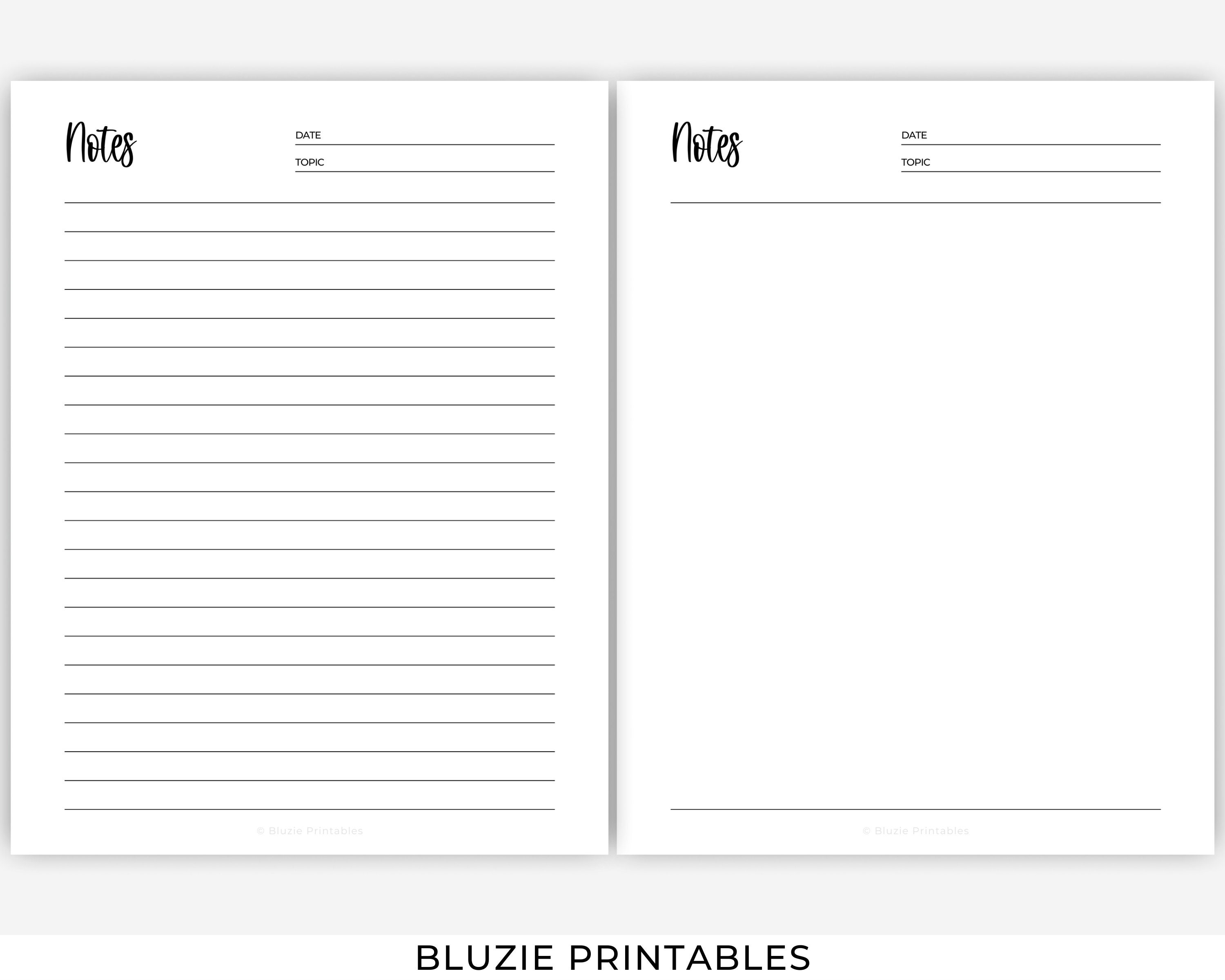 Printable Notes Pages, Lined Notes, Dot Grid Notes, Dot Notes, Grid ...
