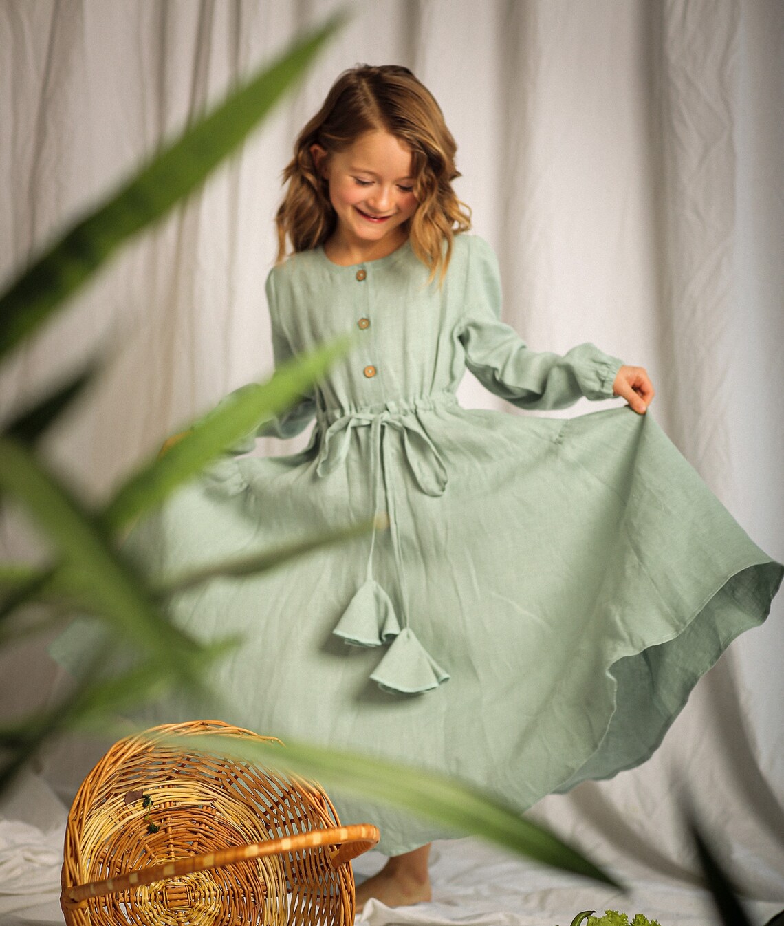 Linen baby girl vintage dress / bridesmaids boho little girl Etsy