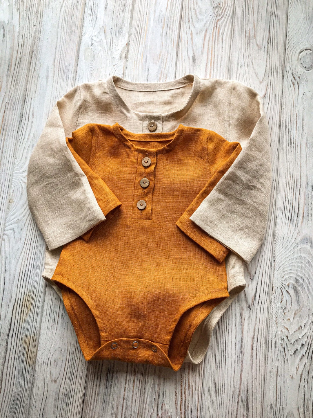 Linen Boy Bodysuit Polo With Long Sleeve / Linen Baby Playsuit Etsy