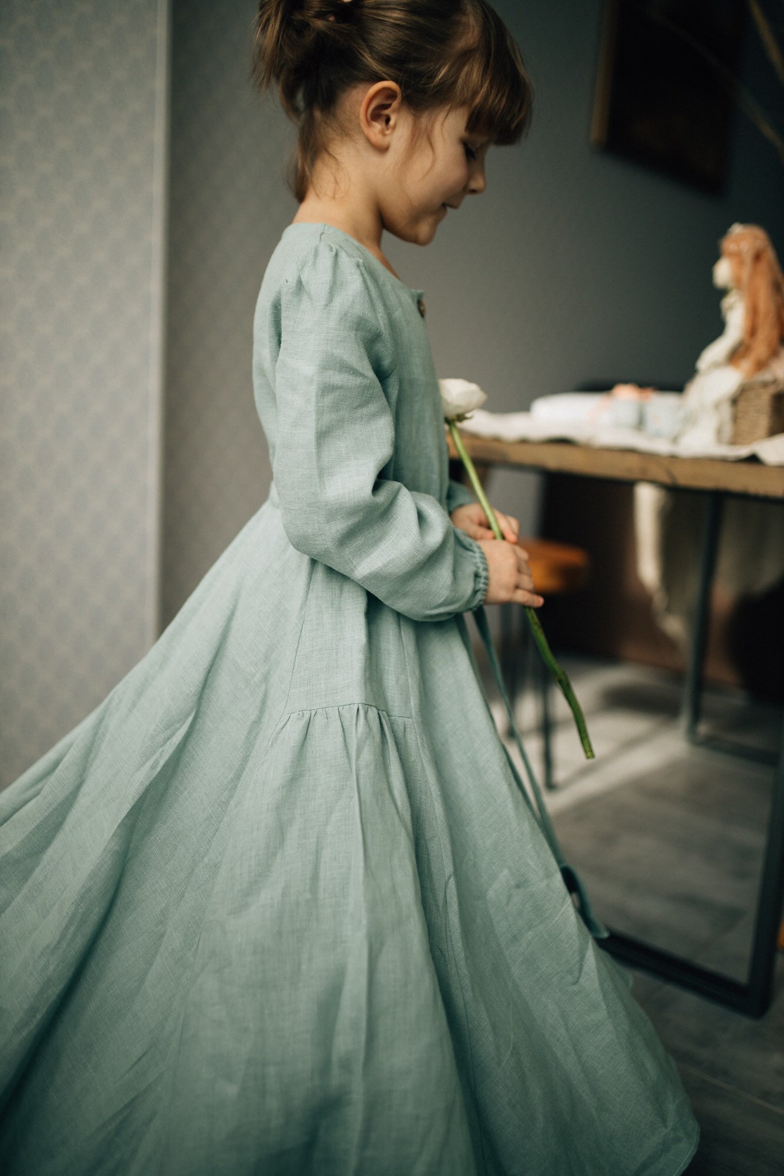 Linen baby girl vintage dress / bridesmaids boho little girl Etsy