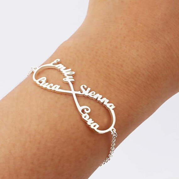 18K Gold Plated Custom Infinity Name Bracelet Eternity Heart