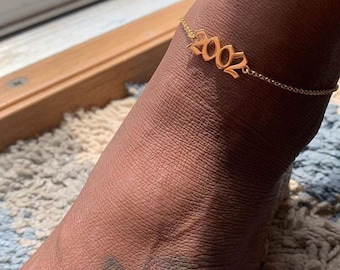 Customized Birth Year Anklet, Personalized Anklet Bracelet, Boho Foot Chain Ankle, Birth Year Foot Jewelry, Dainty Anklet, Ankle Jewelry