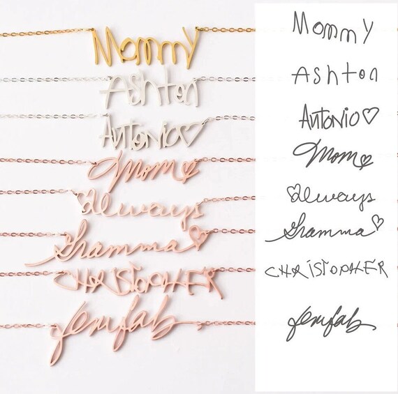Custom Handwriting Name Necklace: Personalized Signature Pendant