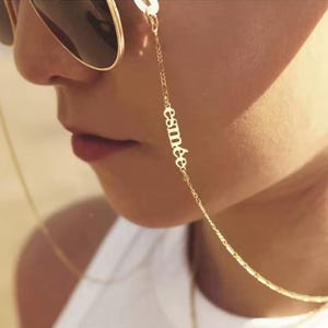 Personalized Name Eyeglasses Chain, Custom Gold Name Tag Glasses Chain, Dainty Sunglasses Chain, Bohemian Face Mask Chain,Gold Chain Jewelry