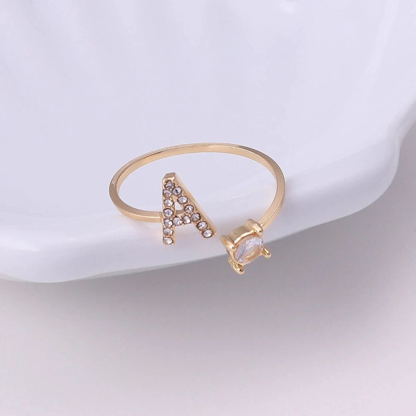 AZ Letter Gold Color Metal Adjustable Opening Rings for Women Etsy