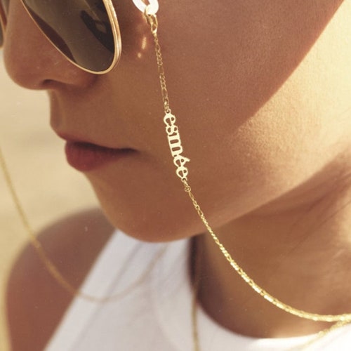 Personalized Name Eyeglasses Chain Custom Gold Name Tag Etsy